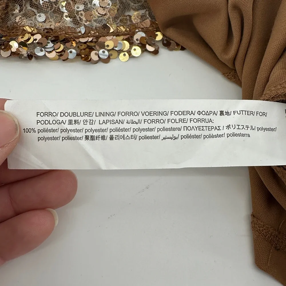 Zara Girls Gold Sequin Mini Skirt Size 9 Years Bronze Sparkly Party Holiday EUC